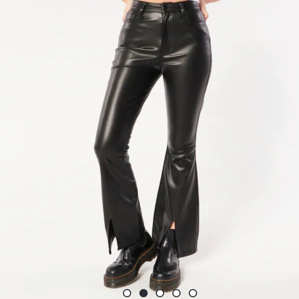 LEATHER FLARED PANTS
